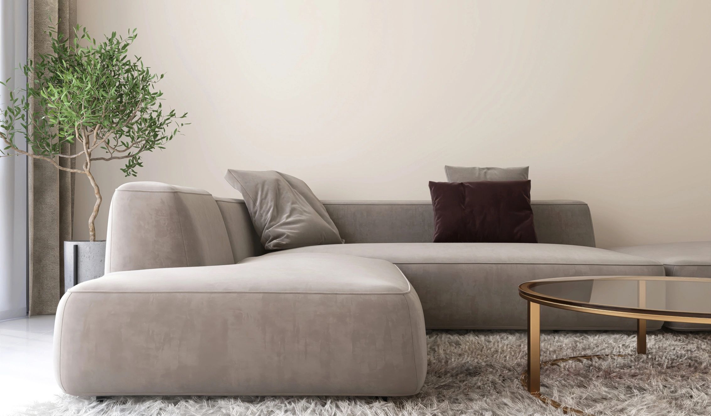 Modern sofa in a bright living room